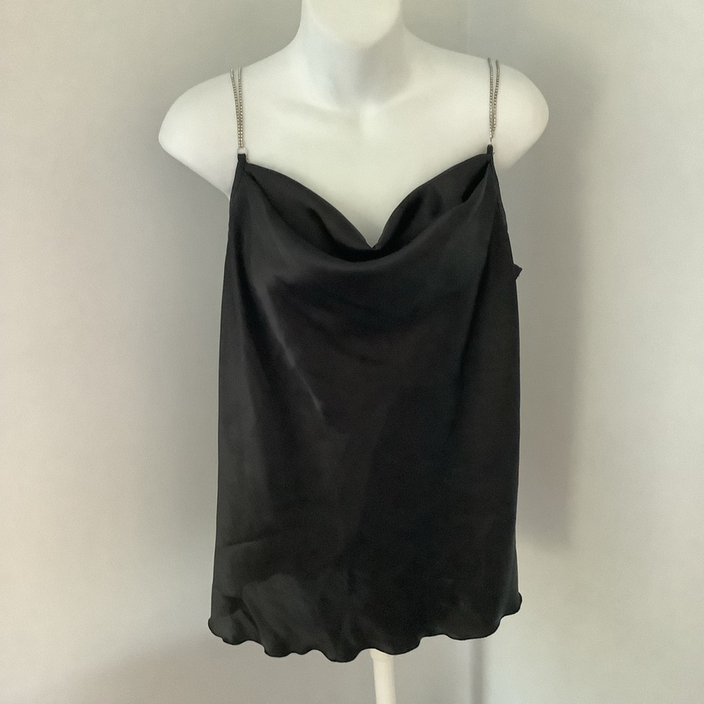 Nicole Miller Black Camisole with Rhinestone Chain Straps Sz. M